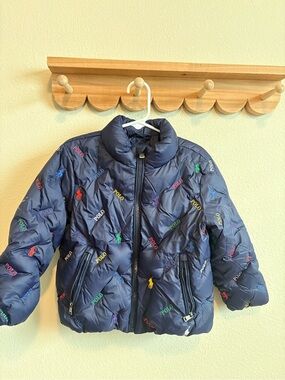 Polo by Ralph Lauren Navy Multicolor Embroidered Puffer Jacket
